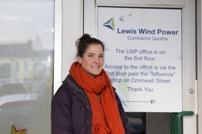 Kerry MacPhee at the Lewis Wind Power Office