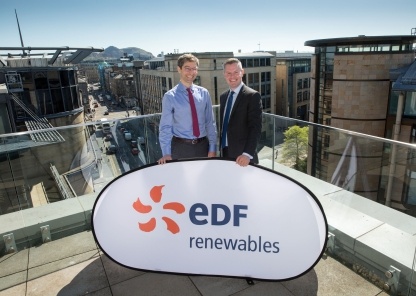 Matthieu Hue, CEO of EDF Renewables and Derek Mackay, Cabinet Secretary for Finance, Economy and Fair Work